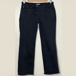 Eileen Fisher Black Straight Leg Ankle Jeans Women's Petite Small Raw Frayed Hem
